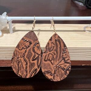 Brown Floral Teardrop Earrings